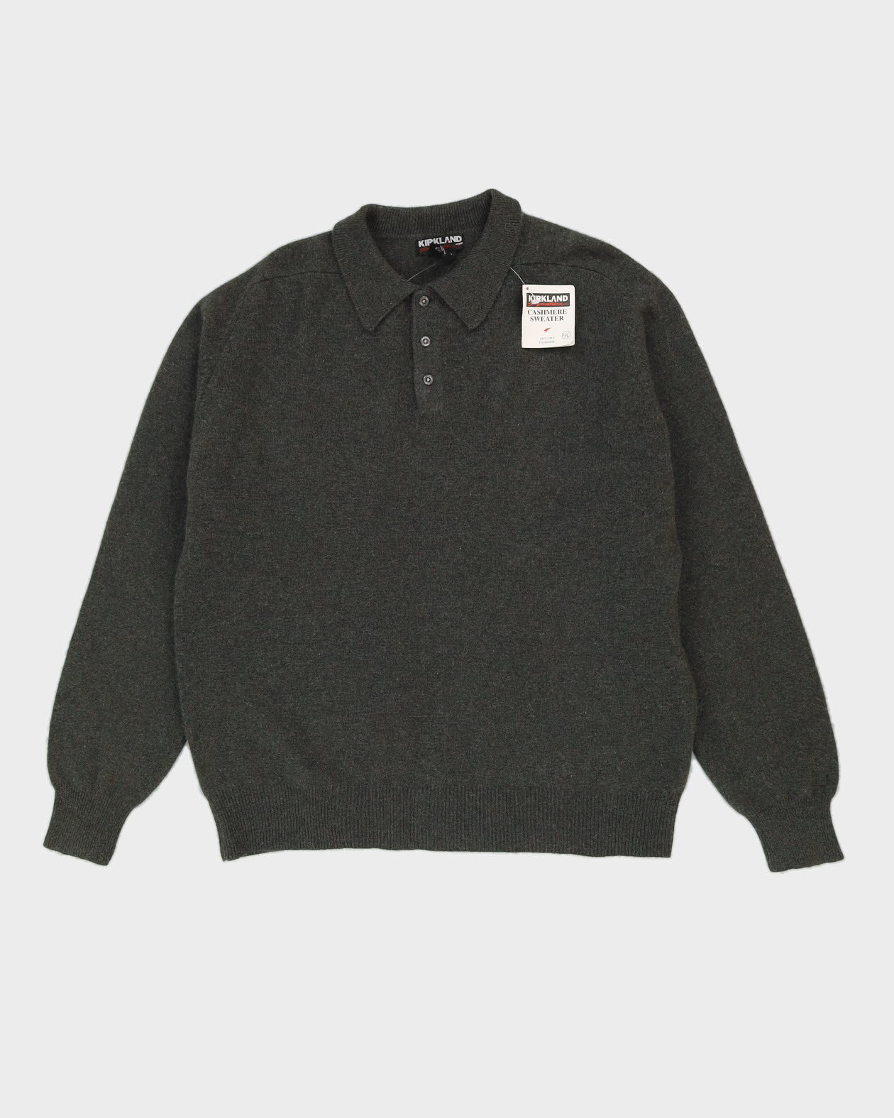 Khaki Green Collared Cashmere Jumper - XXL