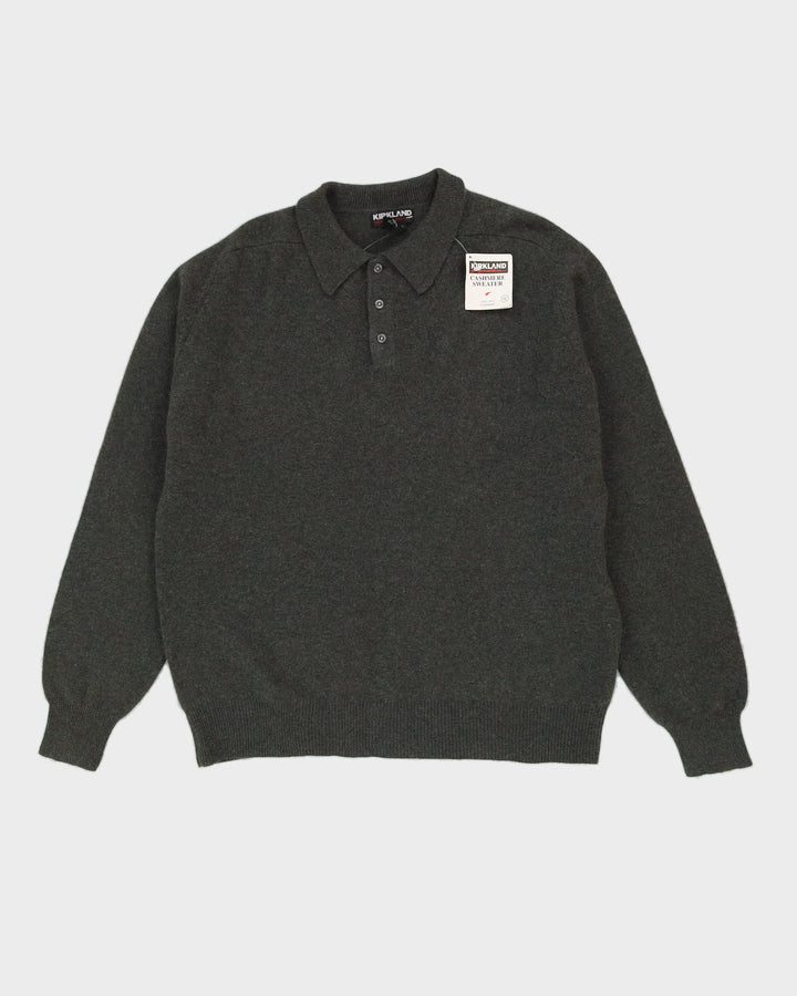 Khaki Green Collared Cashmere Jumper - XXL