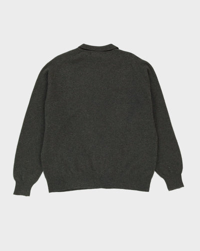 Khaki Green Collared Cashmere Jumper - XXL