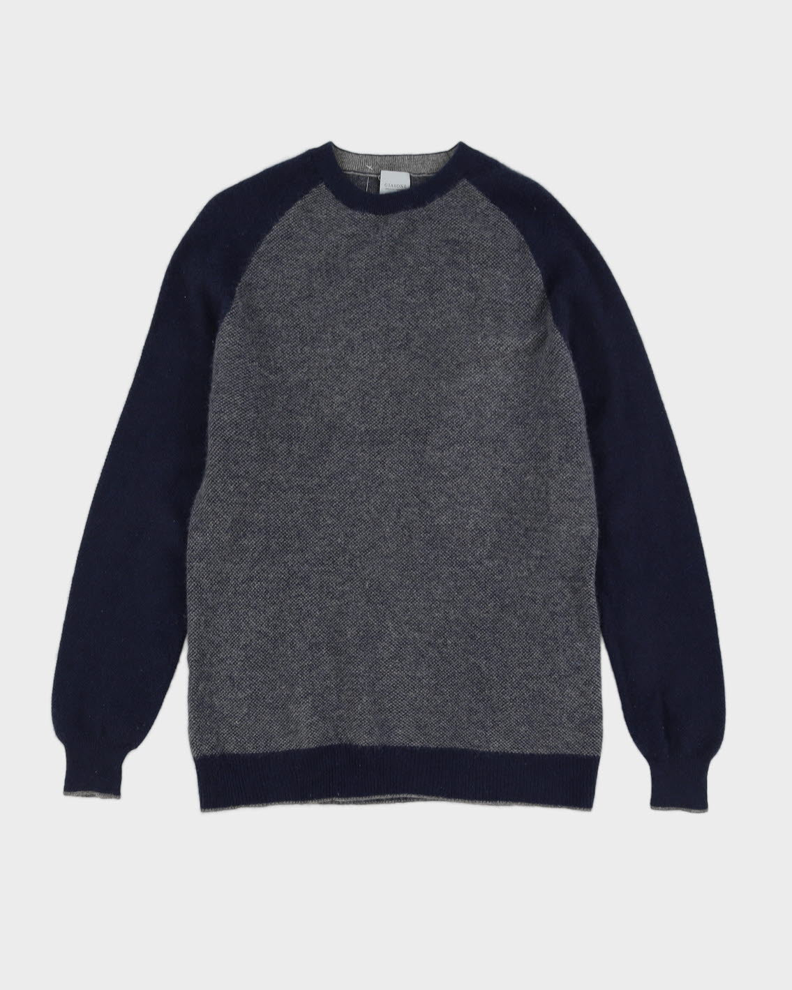 Blue Patterned Cashmere Knitted Jumper - S