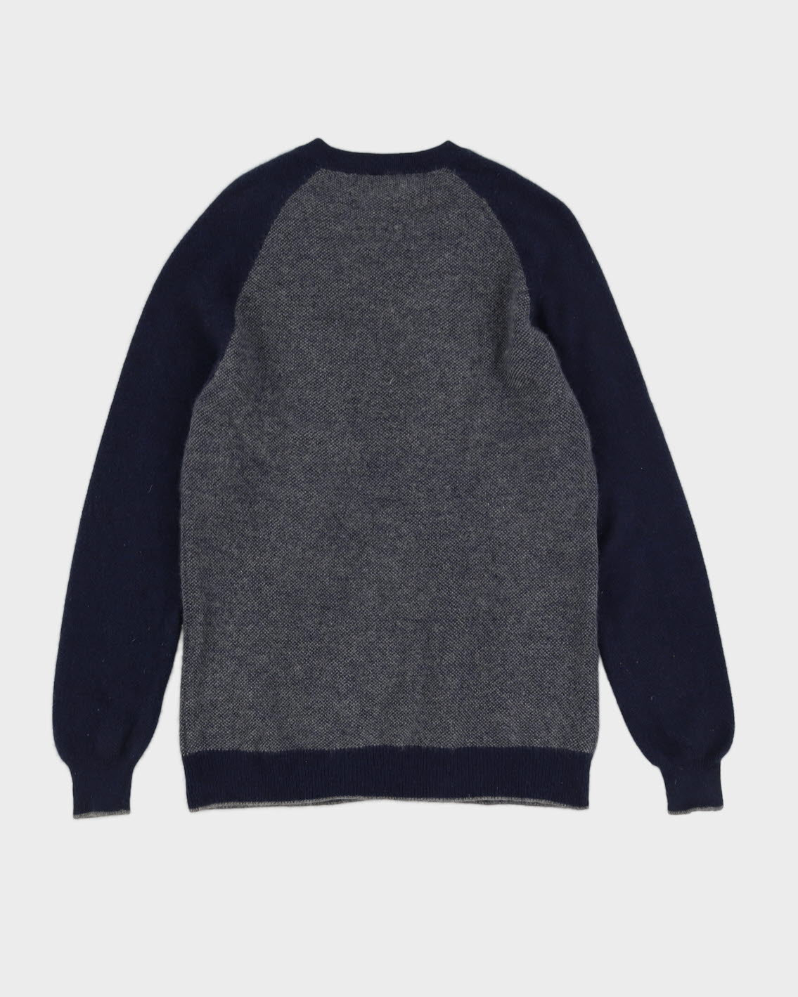 Blue Patterned Cashmere Knitted Jumper - S