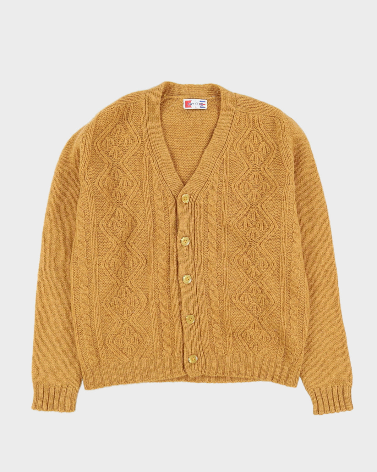 Vintage 1980s Mustard Knitted Cardigan - L
