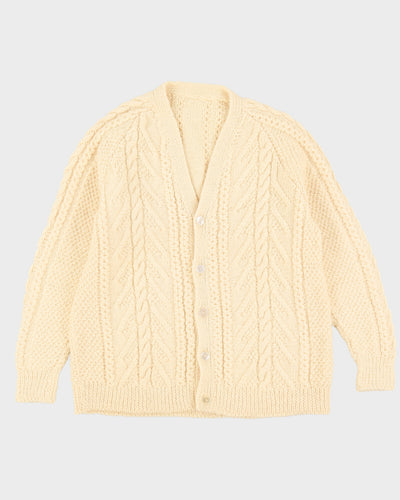 Cream Hand Knitted Cardigan - L