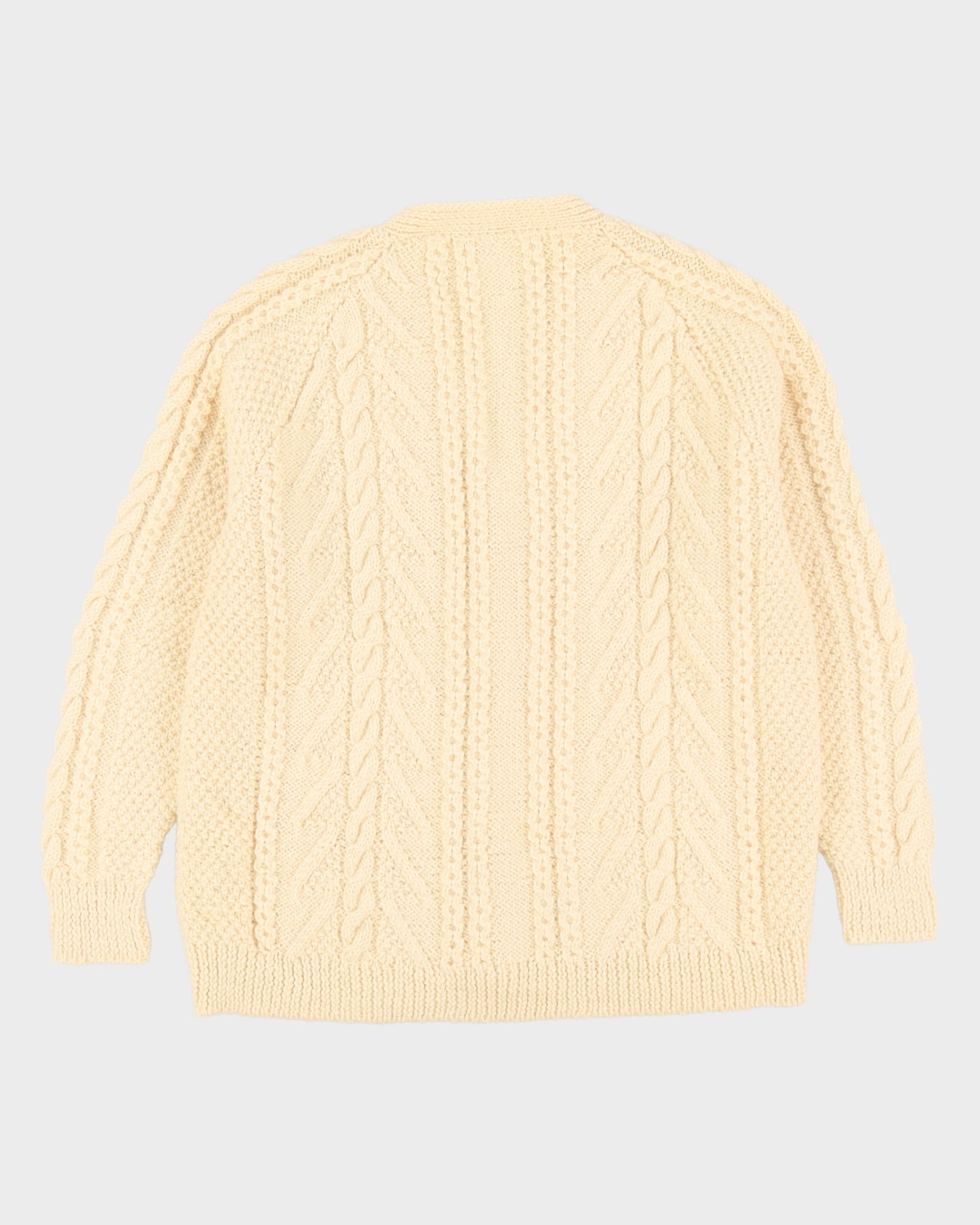 Cream Hand Knitted Cardigan - L