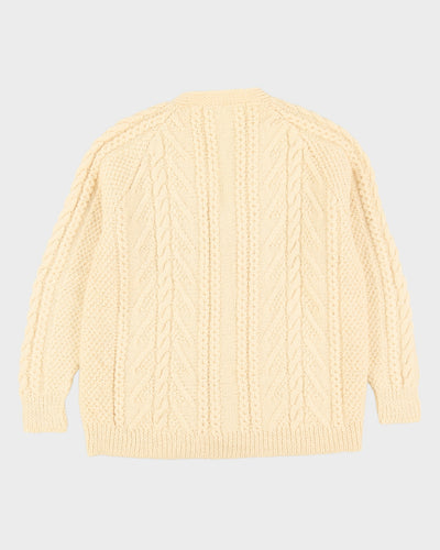 Cream Hand Knitted Cardigan - L