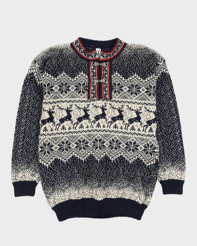 Scandi Style Patterned Knitted Jumper - L