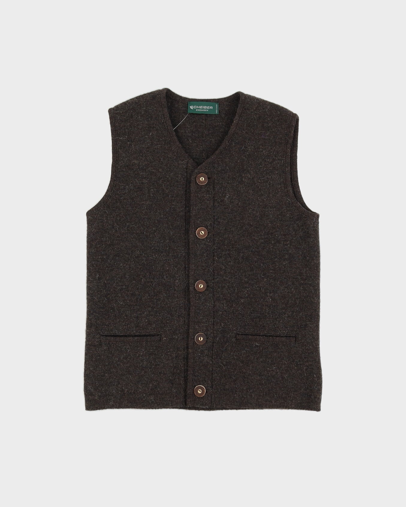 Brown Sleeveless Knitted Cardigan - S