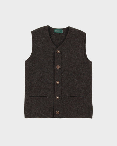 Brown Sleeveless Knitted Cardigan - S