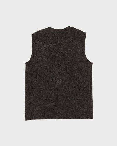 Brown Sleeveless Knitted Cardigan - S