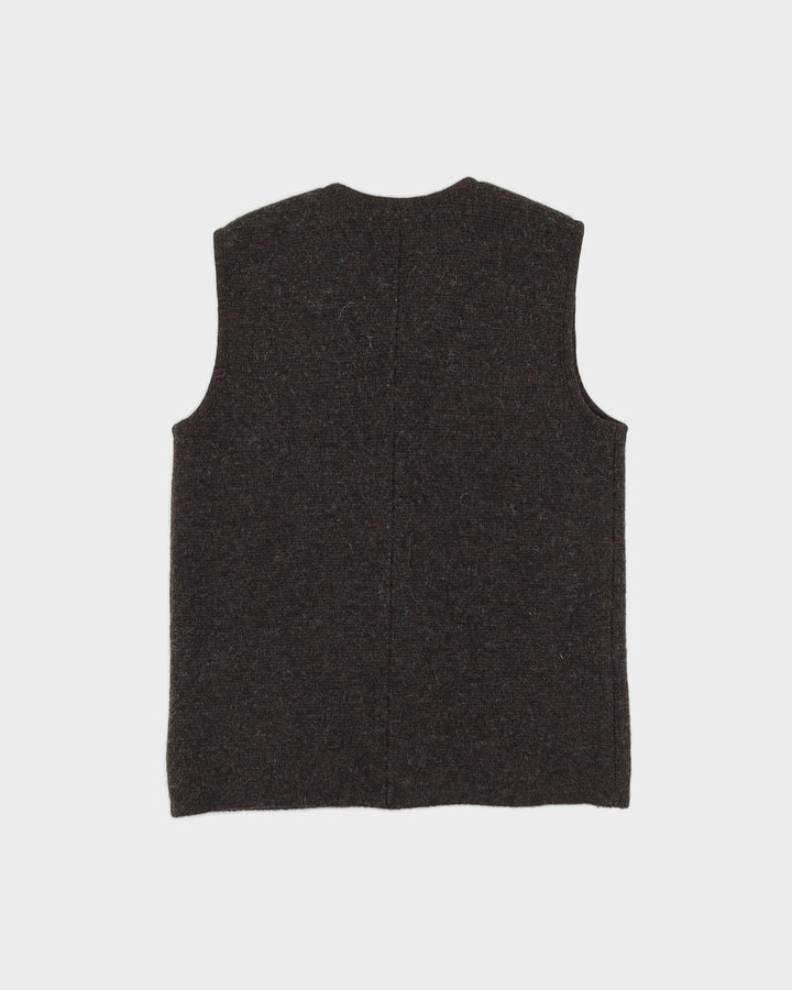 Brown Sleeveless Knitted Cardigan - S