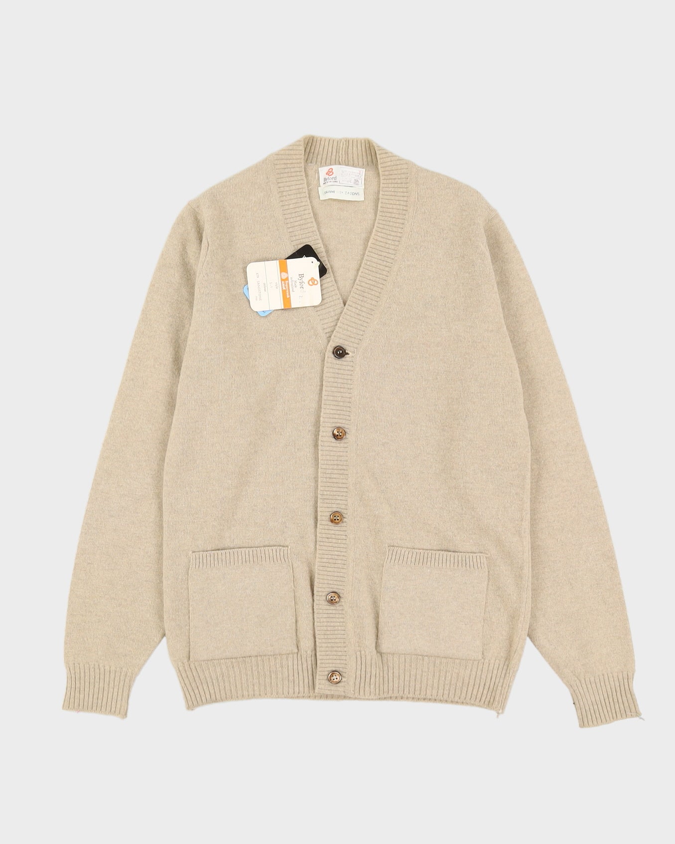 Vintage 1980s Byford Beige Knitted Cardigan - XXS