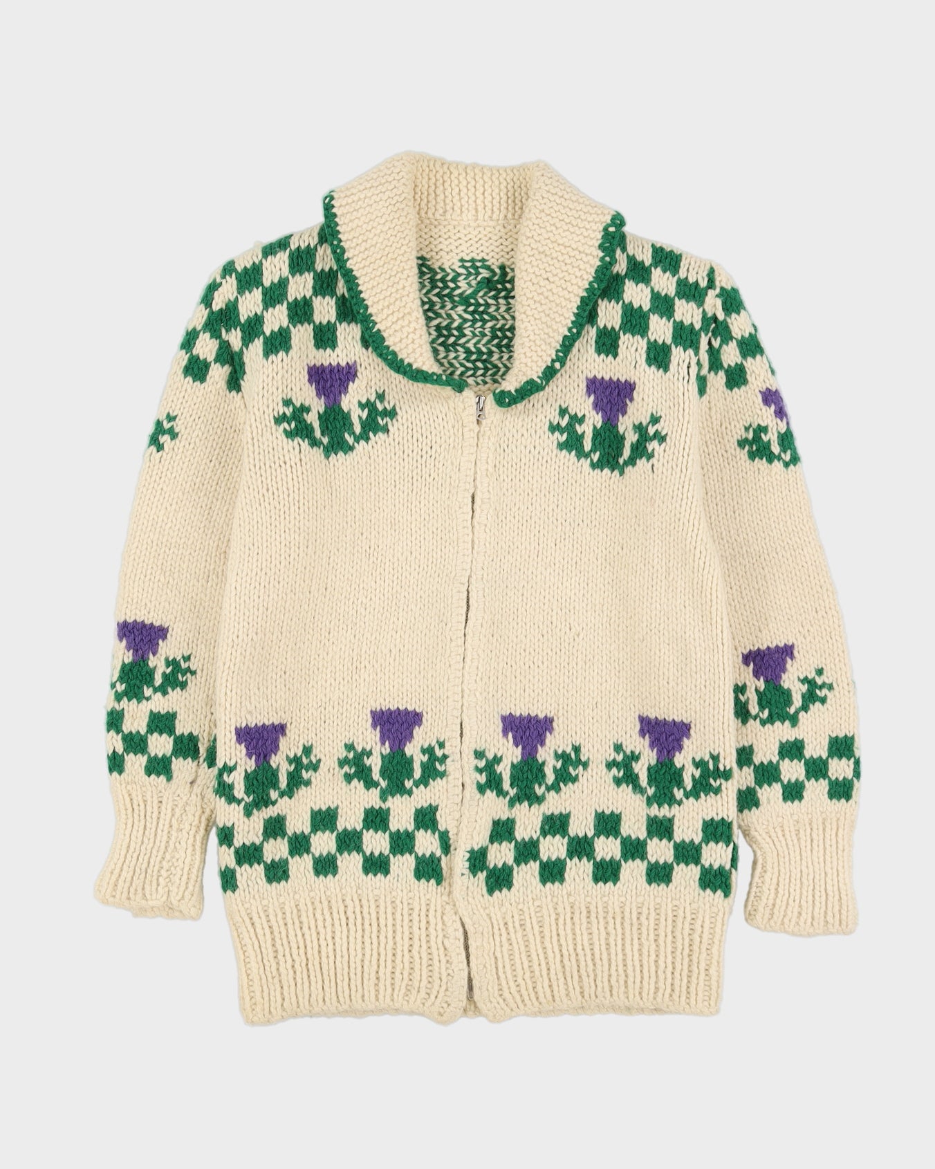 Vintage 1980s Chunky Hand Knitted Cardigan - XXS