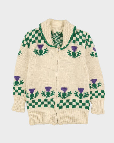 Vintage 1980s Chunky Hand Knitted Cardigan - XXS