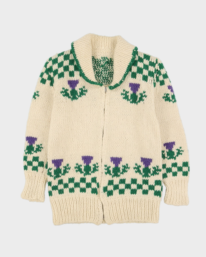 Vintage 1980s Chunky Hand Knitted Cardigan - XXS
