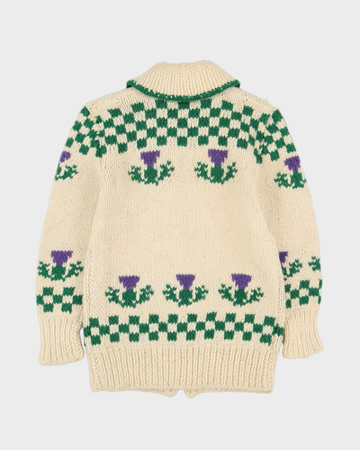 Vintage 1980s Chunky Hand Knitted Cardigan - XXS