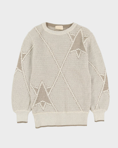 Bogner Beige Patterned Knitted Jumper - XS