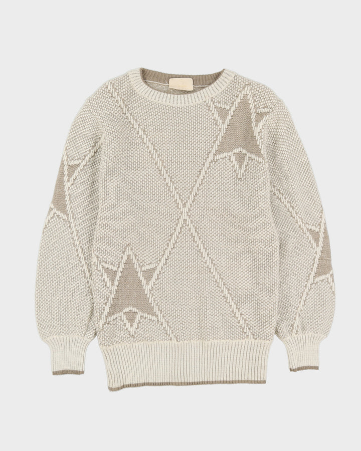 Bogner Beige Patterned Knitted Jumper - XS