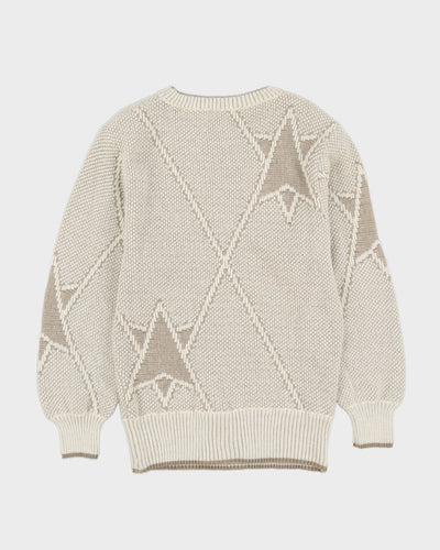 Bogner Beige Patterned Knitted Jumper - XS