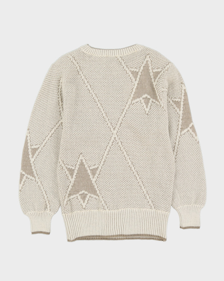 Bogner Beige Patterned Knitted Jumper - XS