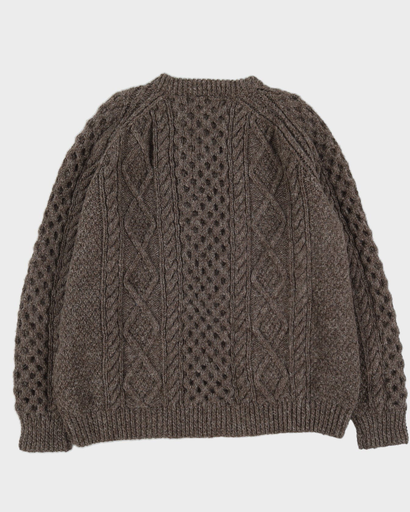 Brown Wool Aran Knitted Jumper - XXXL