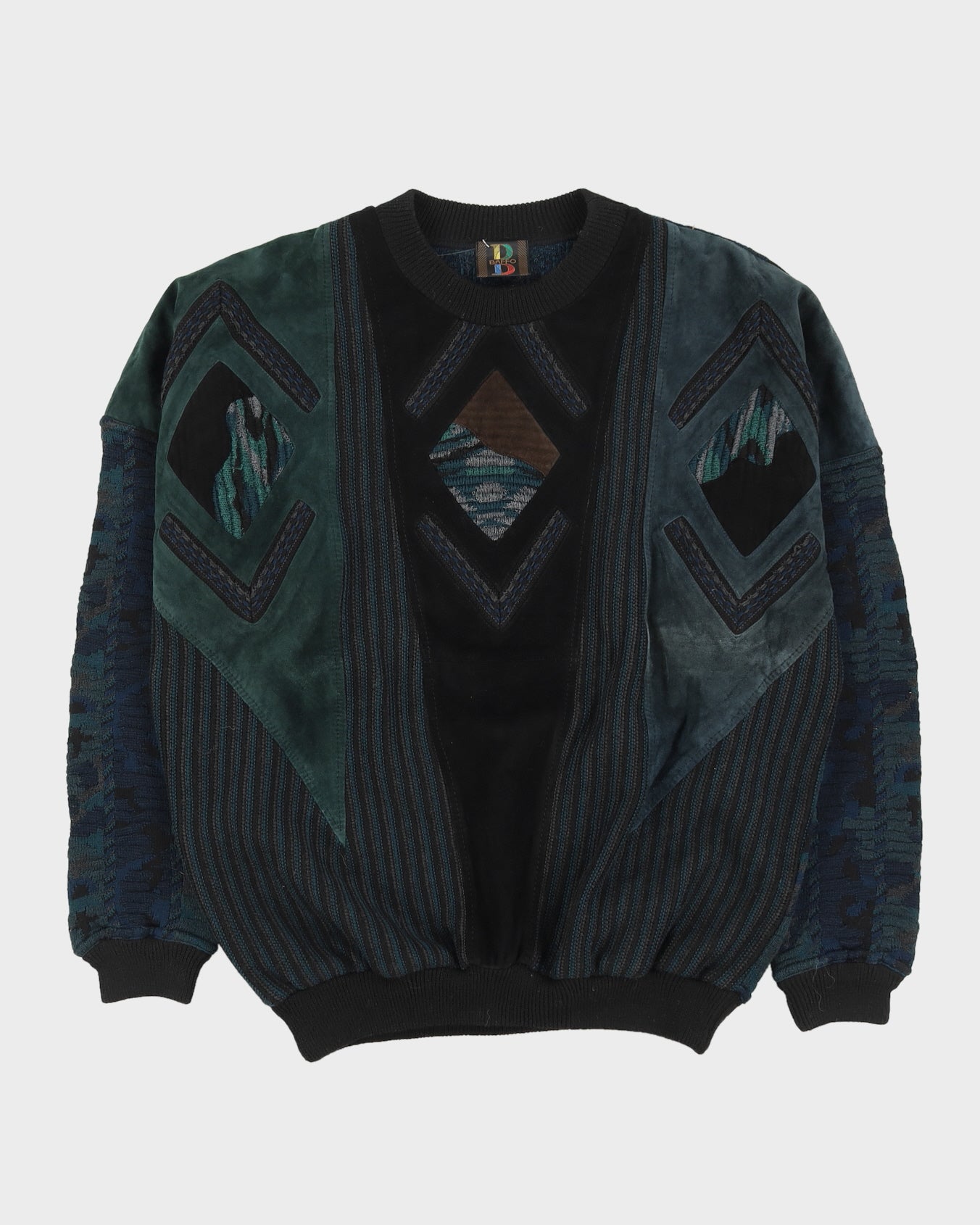 00s black And Green Patterned Knitted Jumper - XXL