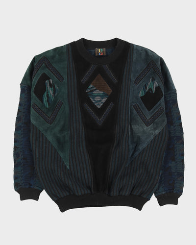 00s black And Green Patterned Knitted Jumper - XXL
