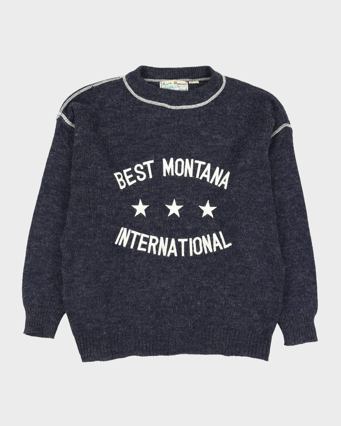 Blue Best Montana Embroidery Knitted Jumper - XXXL