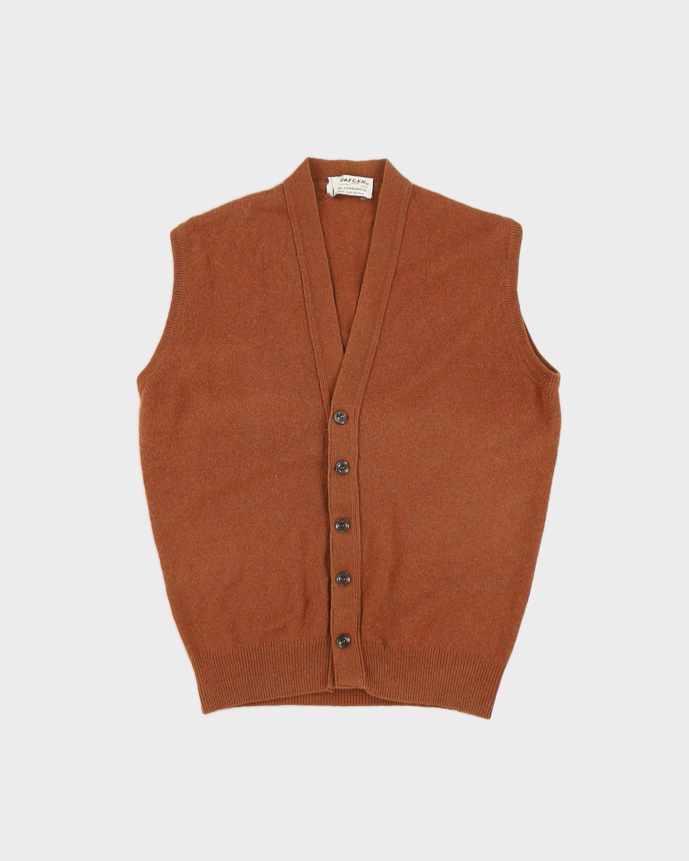 Vintage 1980s Jaeger Brown Knitted Tank Top - S