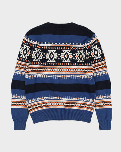 Lacoste Blue Patterned Knitted Jumper - XS