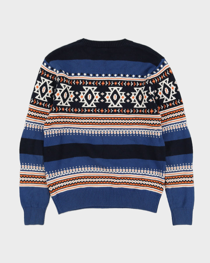 Lacoste Blue Patterned Knitted Jumper - XS