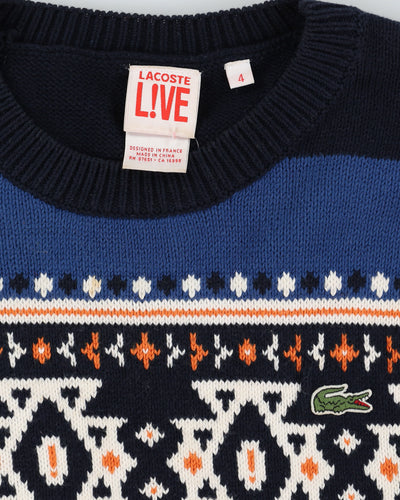 Lacoste Blue Patterned Knitted Jumper - XS