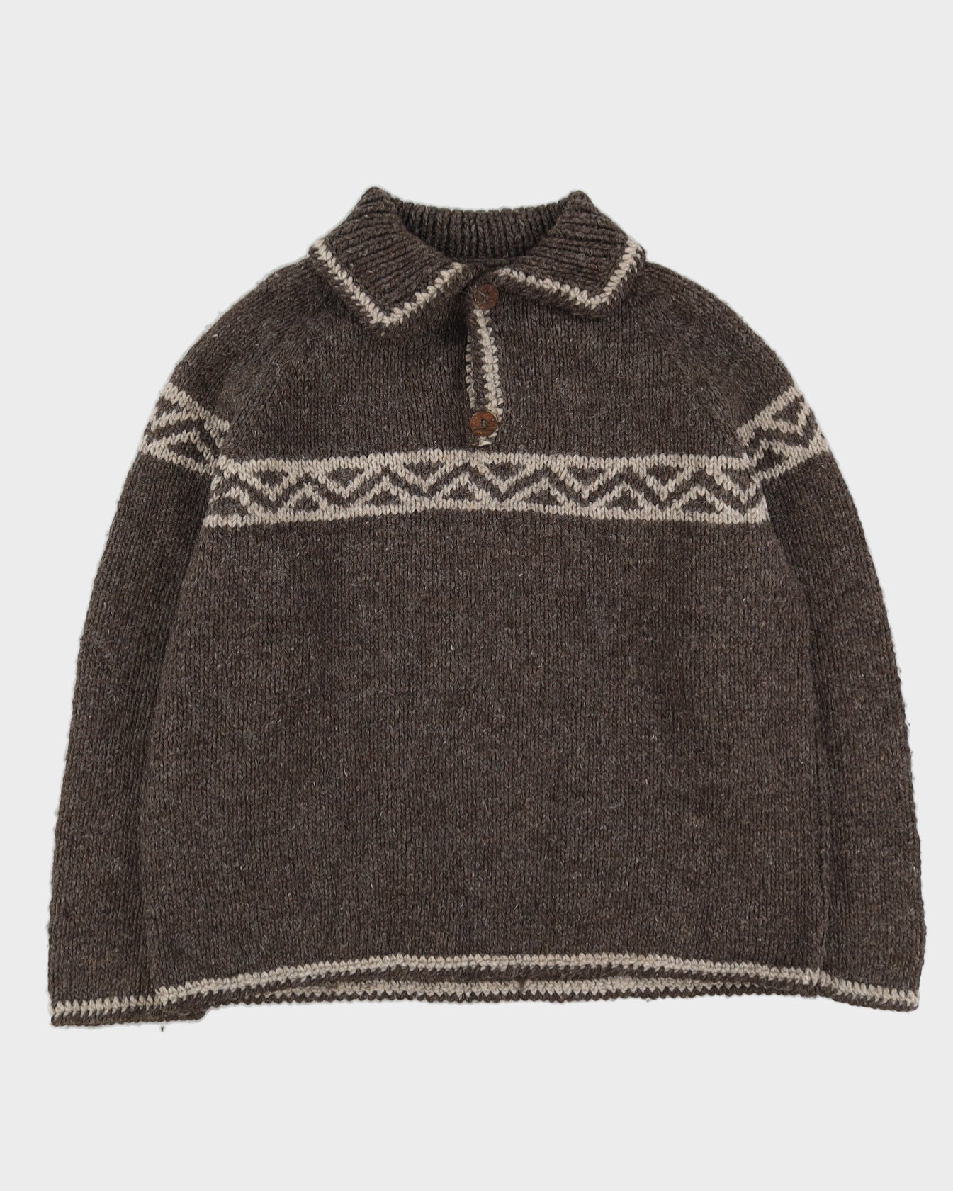 Hand Knitted In Ecuador Knitted Jumper - L