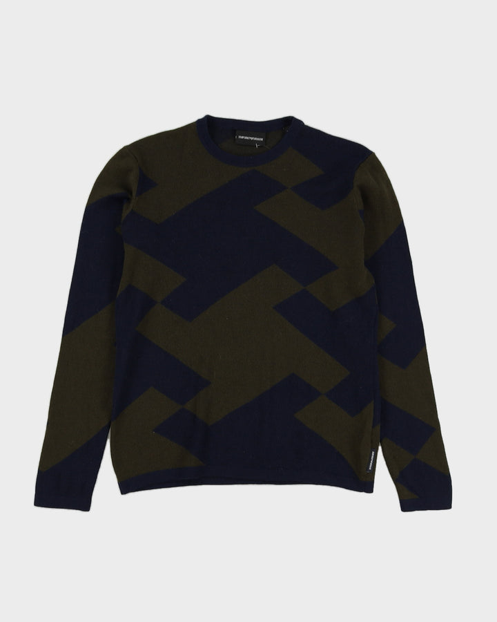 Emporio Armani Blue Patterned Knitted Jumper - XS