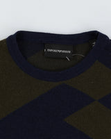 Emporio Armani Blue Patterned Knitted Jumper - XS