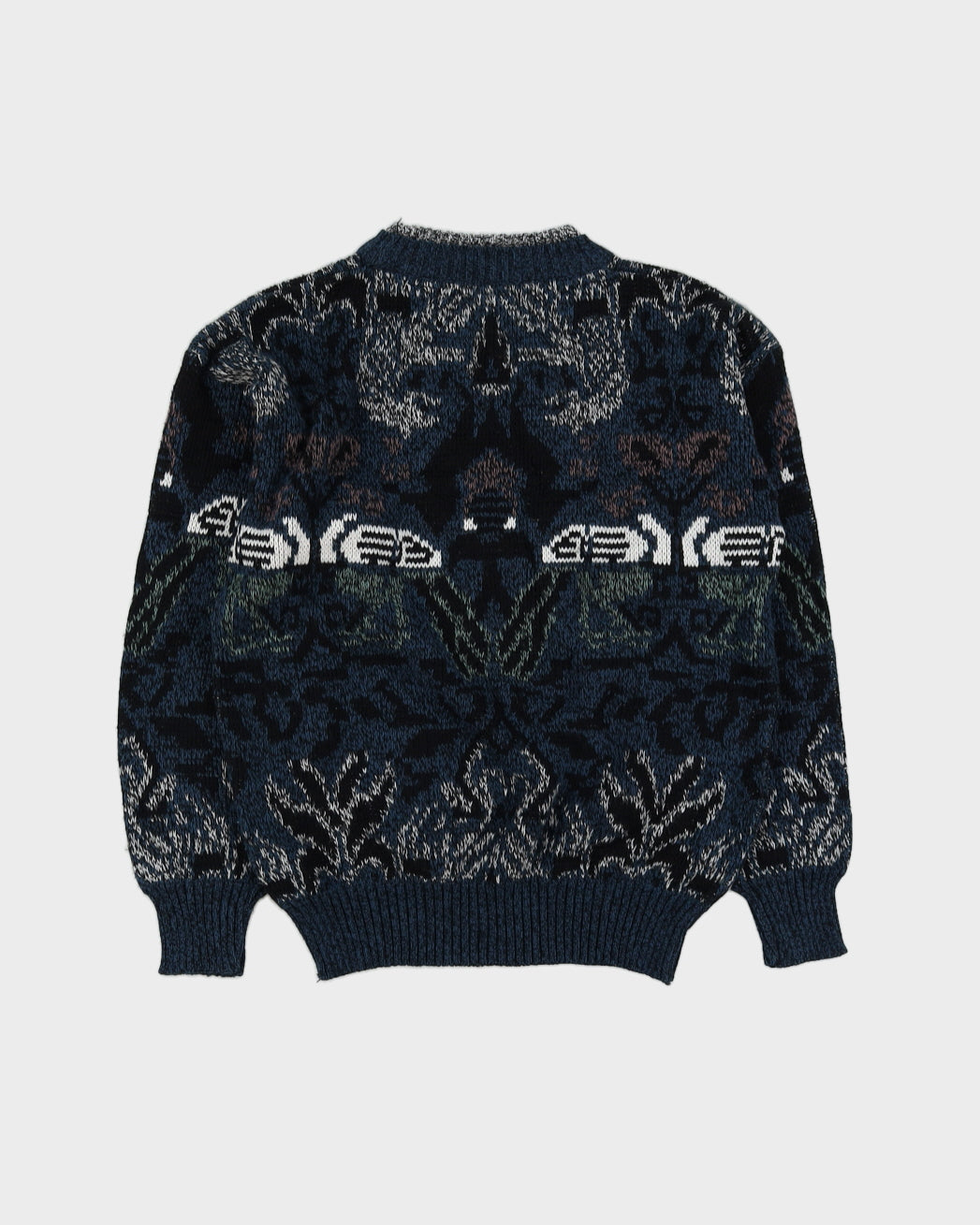 00s Blue Patterned Knitted Jumper - S