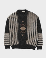 00s Grey Patterned Knitted Jumper - L