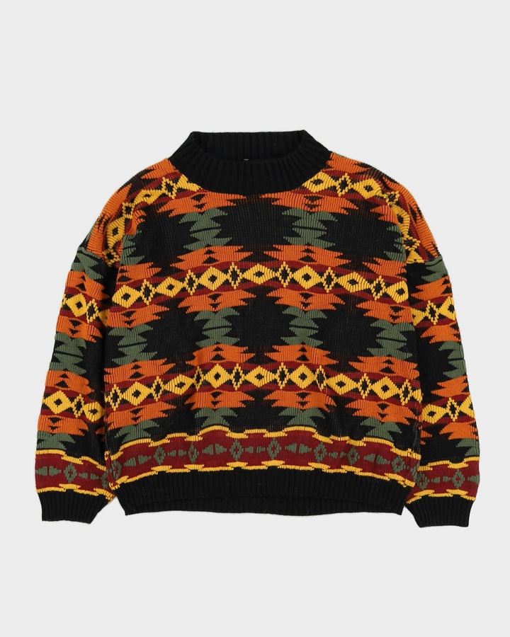 Vintage 1980-90s Patterned Knitted Jumper - L
