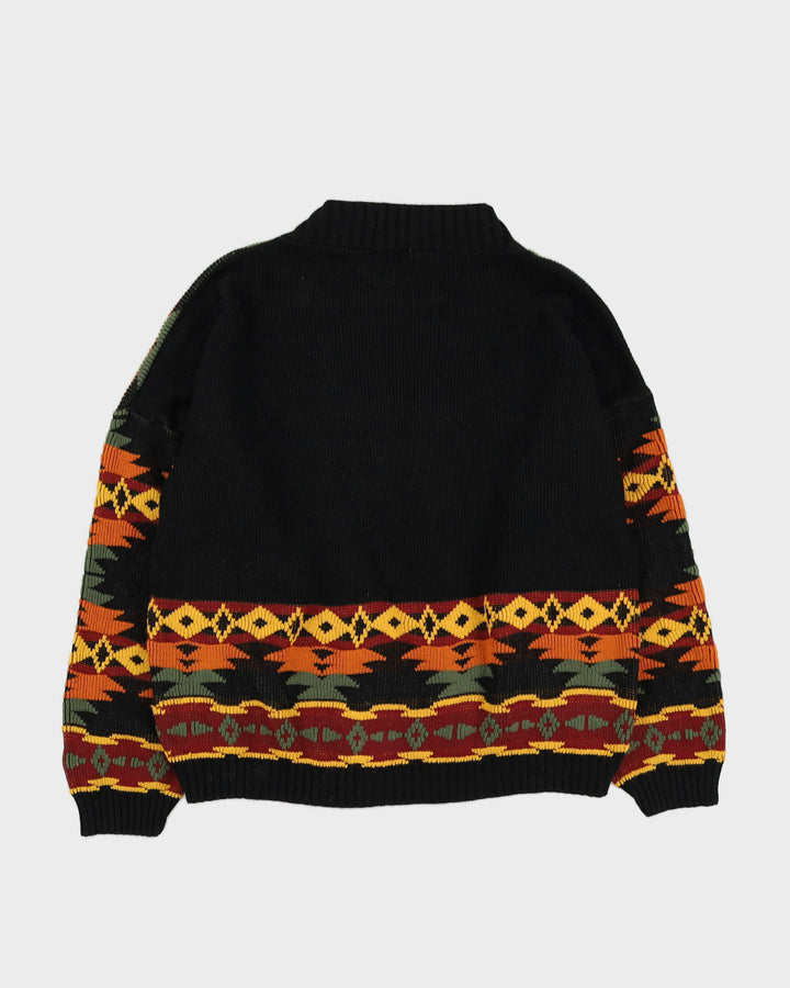 Vintage 1980-90s Patterned Knitted Jumper - L