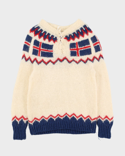 Vintage 1980s Icelandic Knitted Jumper - XS