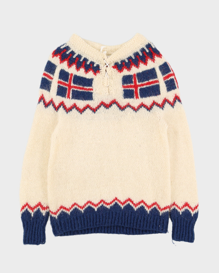 Vintage 1980s Icelandic Knitted Jumper - XS