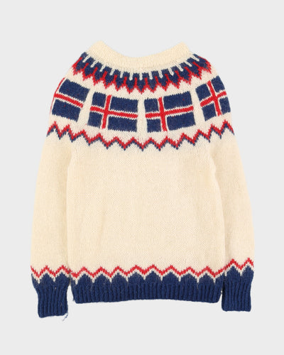 Vintage 1980s Icelandic Knitted Jumper - XS