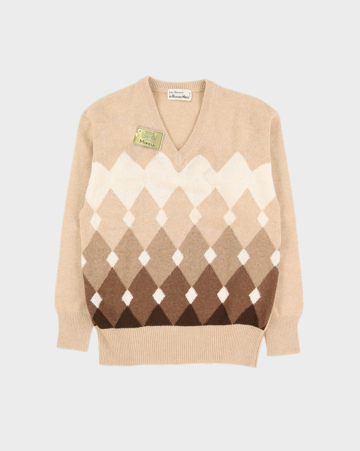 Vintage 1980s Beige Knitted Jumper - S