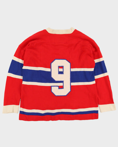 Vintage 90s Montreal Canadiens Repro "9" By Roger Edwards - L