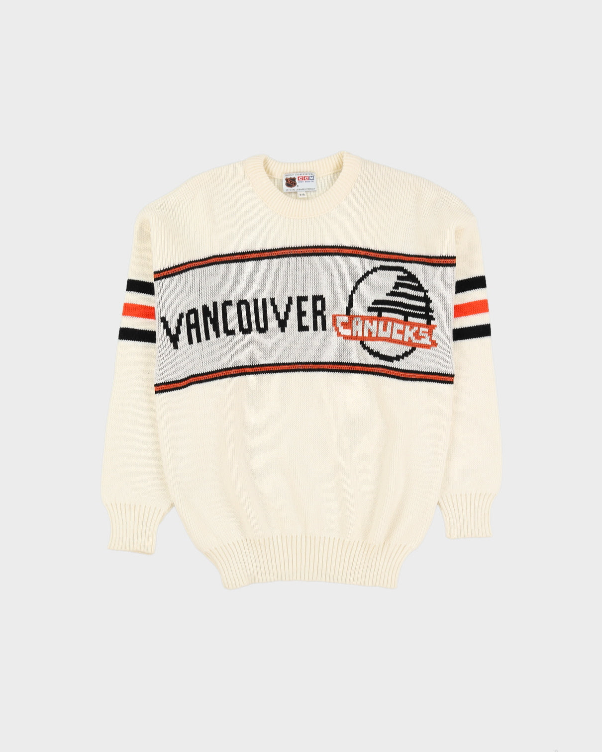 Vintage 90s CCM NHL Vancouver Canucks White Knitwear - M