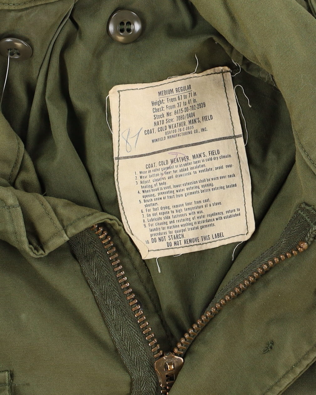 1976 Vintage US Army OG-107 M65 Field Jacket - Medium