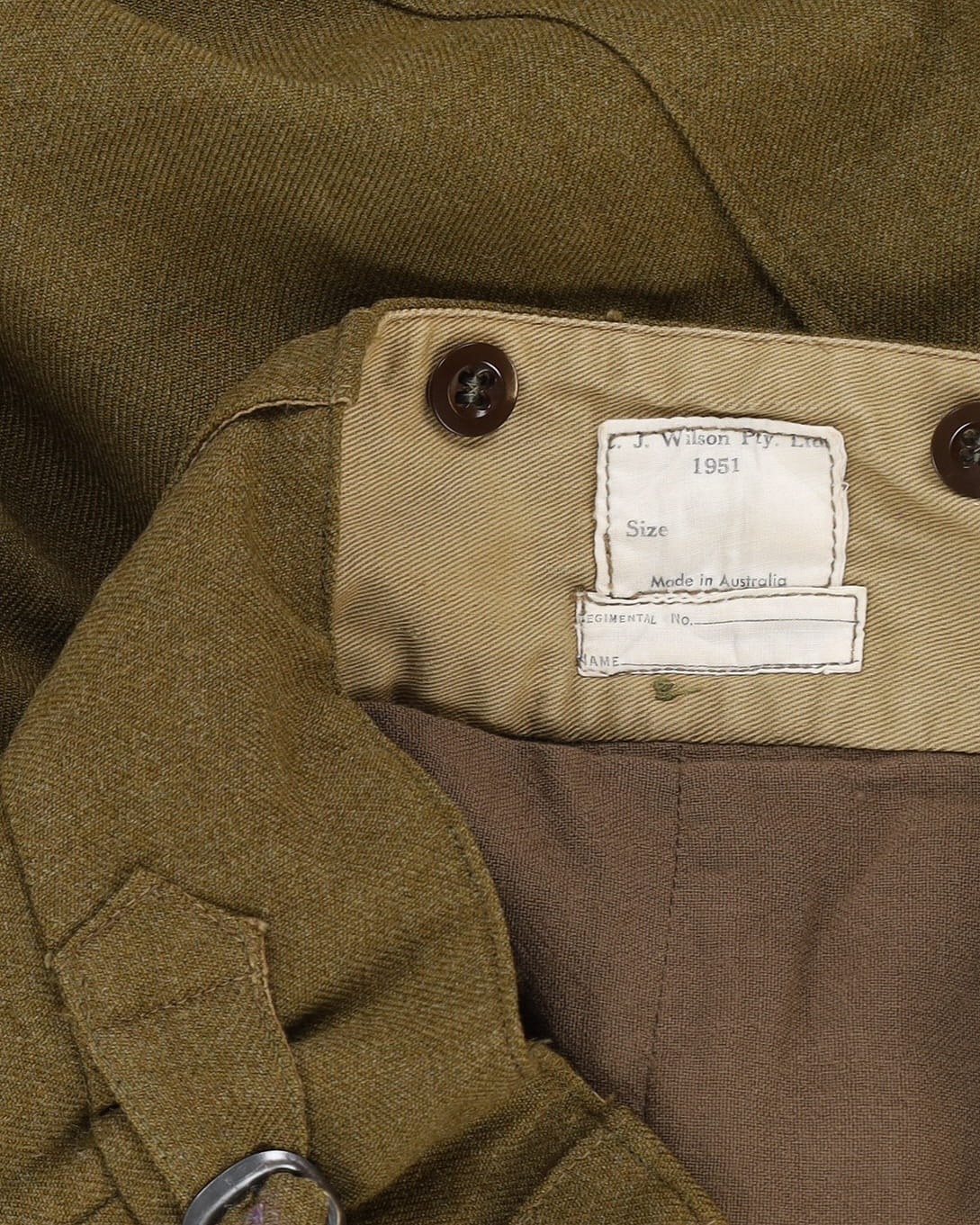 1951 Vintage Australian Army Wool Field Trouser - 34x33