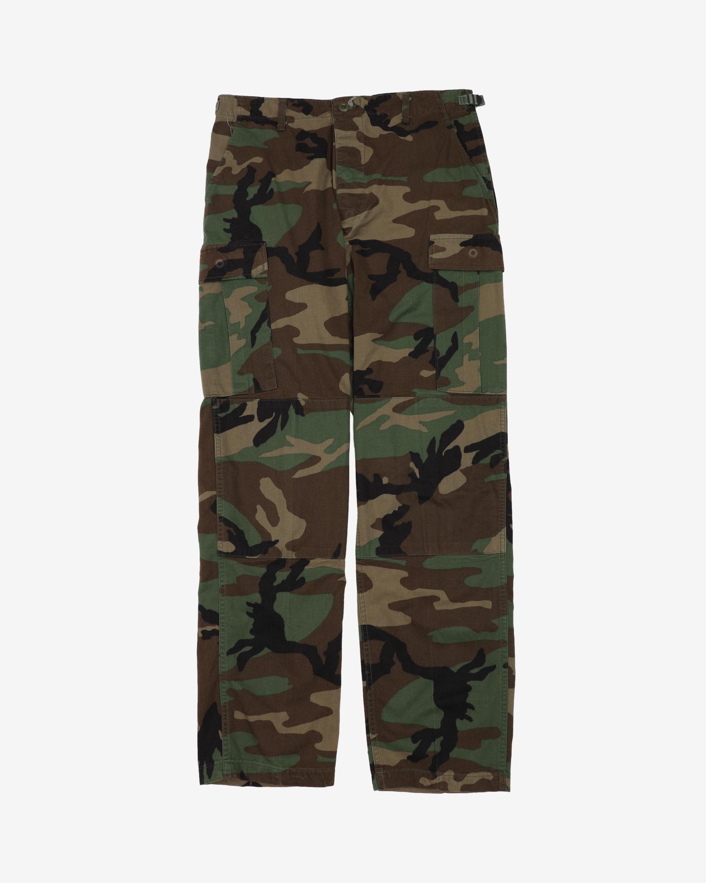 1990s Vintage US Army Woodland Camo BDU Combat Trousers - 32x34