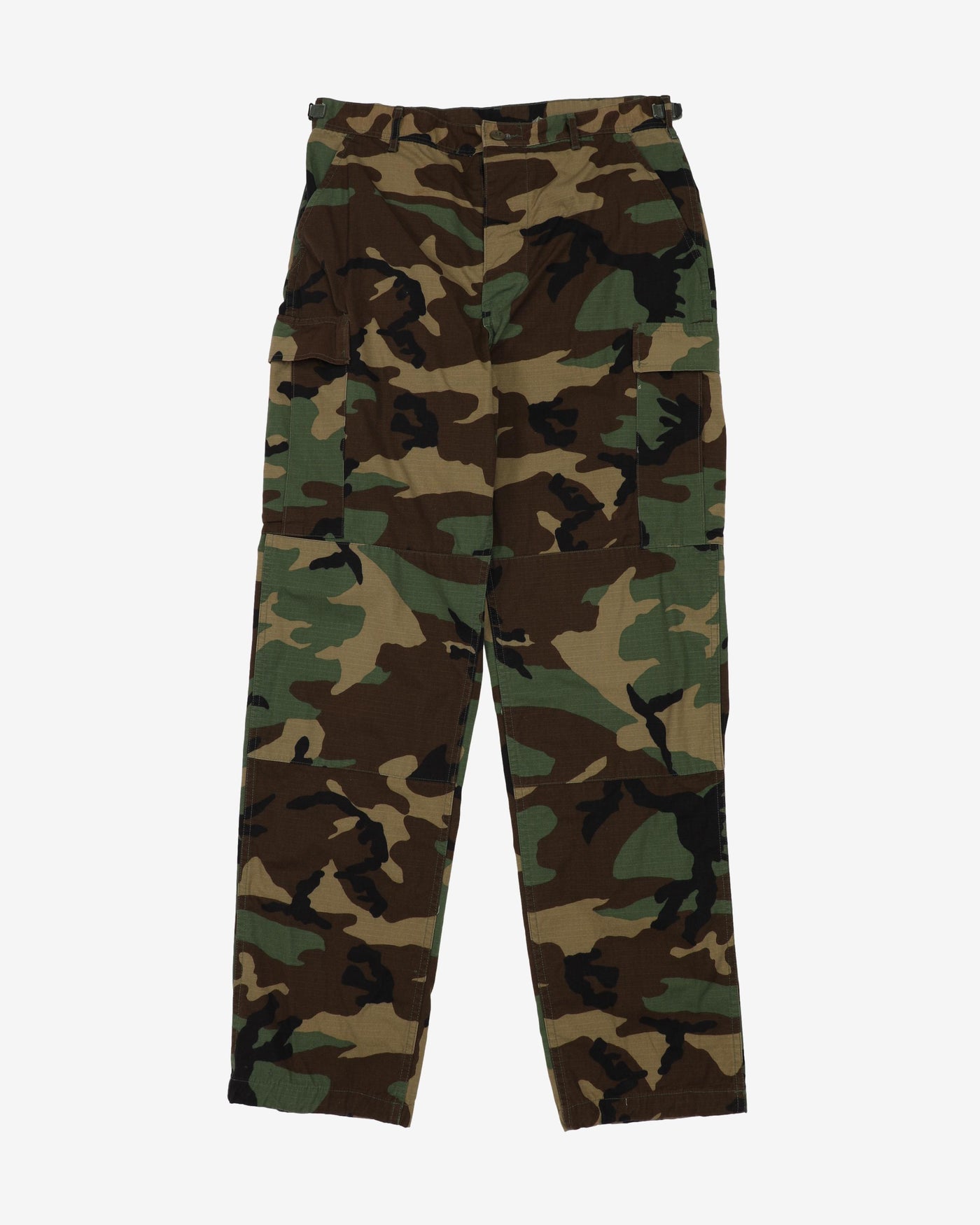 1990s Vintage US Army Woodland Camo BDU Combat Trousers - 34x35