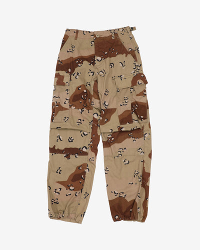 1990s Vintage US Army Desert Camo Chocolate Chip Trousers - 26x28