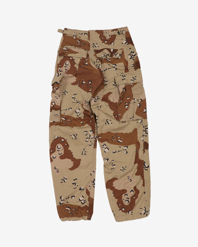 1990s Vintage US Army Desert Camo Chocolate Chip Trousers - 26x28